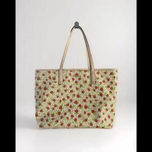 Michael Kors Carter MK Monogram Rose Floral Vanilla Large Tote Bag Purse AB-2012